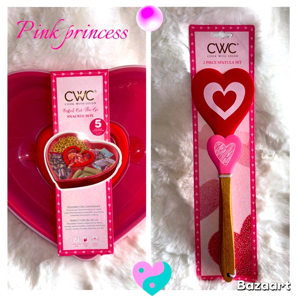 2 Piece Set Heart Snack Dessert Candy Container & Heart Spatula Set - NWTS daily